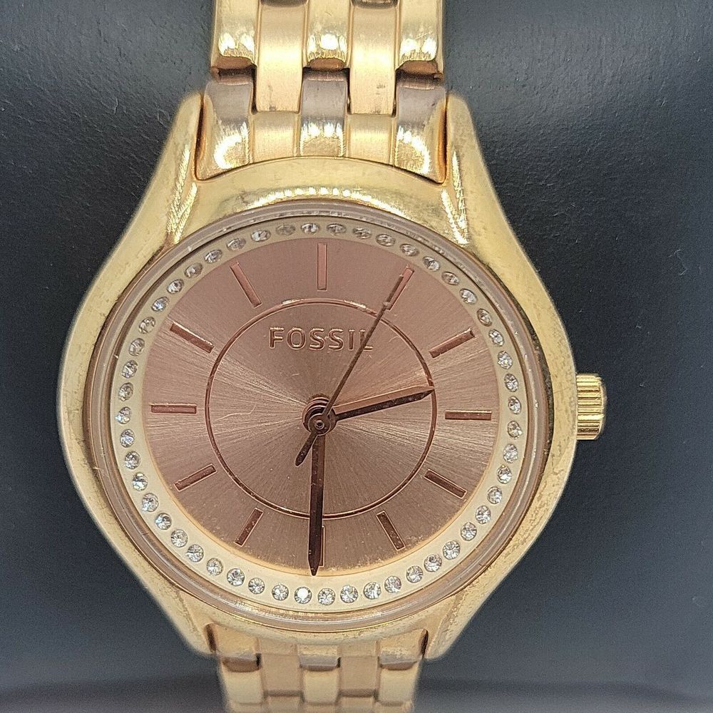 Fossil FSBQ1591 Women's Gold Stainless Steel Analog Dial Quartz Wrist Watch DE83